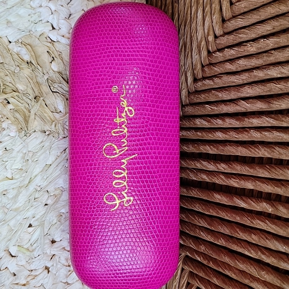 Lilly Pulitzer pink, faux croc hard eyeglass/sunglass case